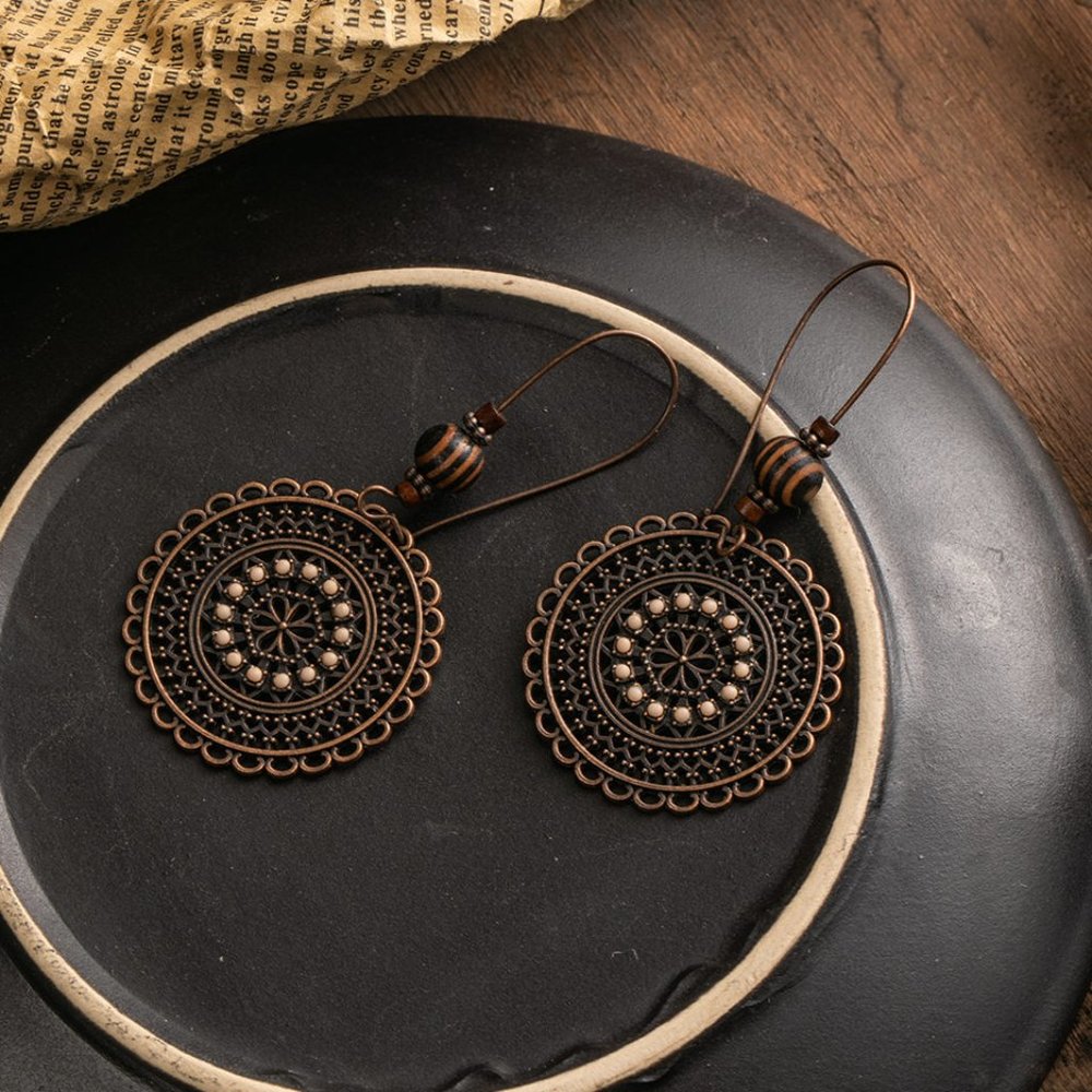 Vintage Bronze Round Earrings - Picture 4 of 5